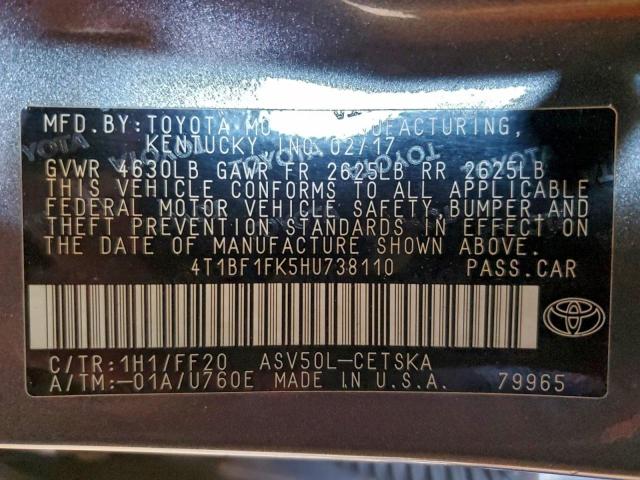 Toyota Camry Le Image 10